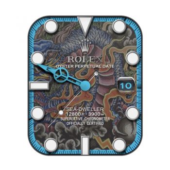 ROLEX劳力士日本浮世绘蓝火龙底纹表盘.clock