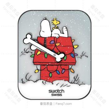 史努比躺在小房子上动态雪花飘落版表盘.clock