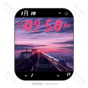 晚霞时刻红烧云水彩画表盘.clock