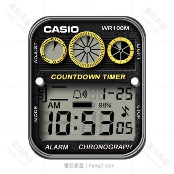 卡西欧CASIO数字雷达仪表盘WR100M表盘.clock