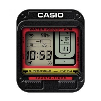 CASIO卡西欧数字仪表左右排列黑搭红黄表盘.clock