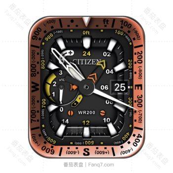 西铁城CITTZEN外圈指南针数字刻度表盘.clock