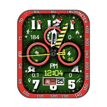 圣诞红绿配色三盘仪表表盘飘雪版.clock