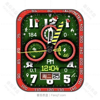 圣诞红绿配色三盘仪表表盘飘雪版.clock