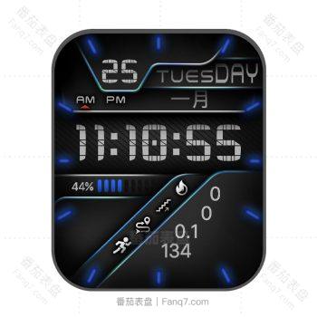 酷黑蓝荧光数字仪表表盘.clock