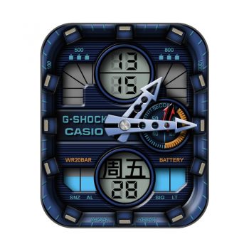 卡西欧CASIO蓝橙三盘仪表动态进度表盘.clock