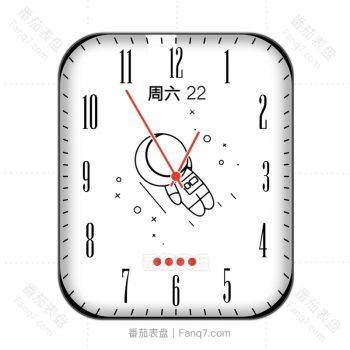 胖胖太空人旋转白色红色小点可爱卡通表盘.clock
