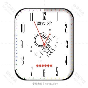 胖胖太空人旋转白色红色小点黄紫红刻度可爱卡通表盘.clock