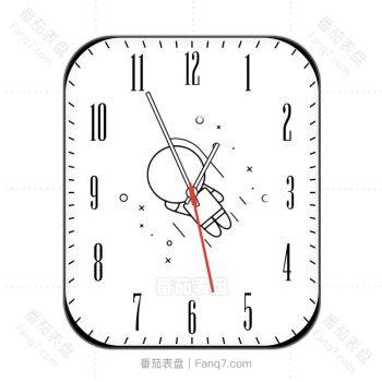 胖胖太空人旋转白色黑色刻度可爱卡通表盘.clock