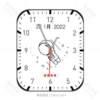 胖胖太空人旋转白色年月日黑色刻度可爱卡通表盘.clock