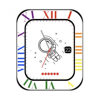 胖胖太空人旋转白色蓝紫绿刻度可爱卡通表盘.clock