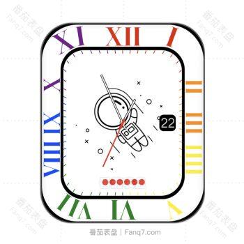 胖胖太空人旋转白色蓝紫绿刻度可爱卡通表盘.clock