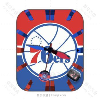 费城76人队(Philadelphia 76ers)红色蓝色表盘.clock
