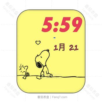 史努比黄色仰望表盘.clock