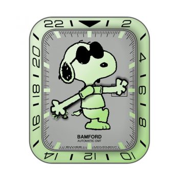 Snoopy史努比戴灰色底绿边偏灰表盘.clock