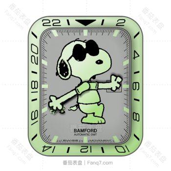 Snoopy史努比戴灰色底绿边偏灰表盘.clock