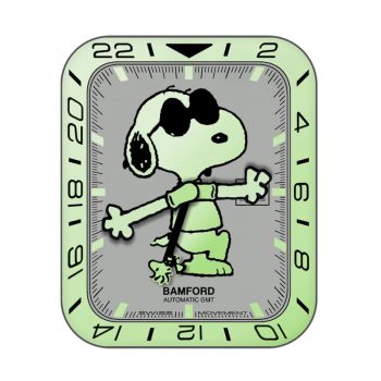 Snoopy史努比戴灰色底绿边表盘.clock