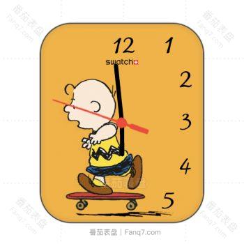swatch斯沃琪Charlie Brown 史努比花生布朗滑板橙色表盘 .clock