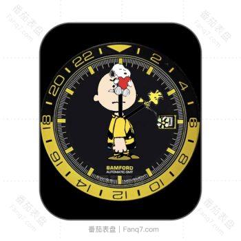 Charlie Brown 史努比指针花生布朗黑色金色表盘 .clock