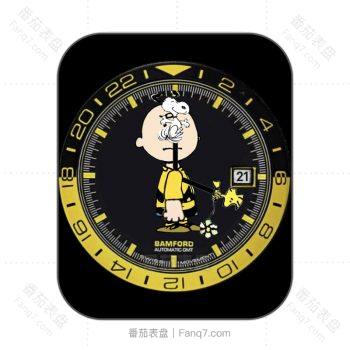 Charlie Brown 史努比指针花生布朗黑色金色表盘 .clock