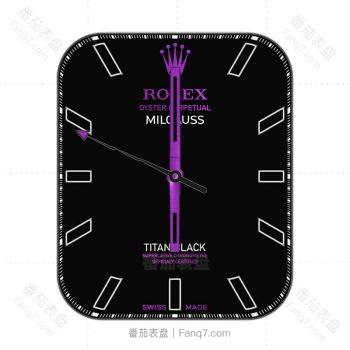 ROLEX劳力士黑色底紫色logo指针表盘 .clock