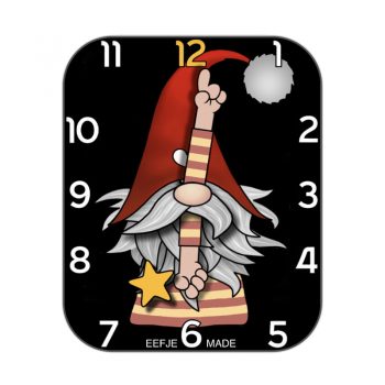 Gnome地精白雪公主七个小矮人黑色底圣诞帽胡须老人卡通可爱表盘.clock