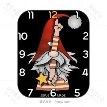 Gnome地精白雪公主七个小矮人黑色底圣诞帽胡须老人卡通可爱表盘.clock