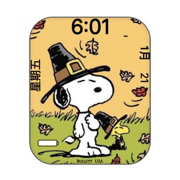 史努比带着牛仔帽区旅行酷酷夕阳草地表盘.clock