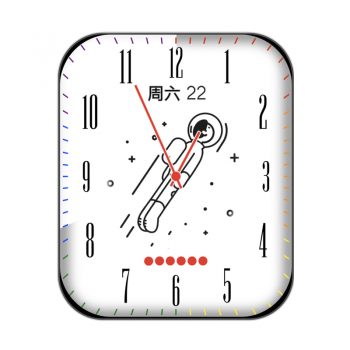 白色太空人旋转白色底艺术字红橙蓝绿紫刻度表盘.clock
