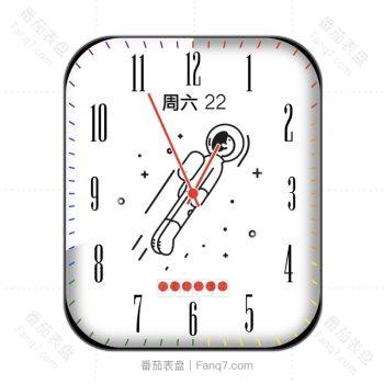 白色太空人旋转白色底艺术字红橙蓝绿紫刻度表盘.clock