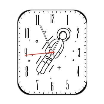 白色太空人旋转白色底艺术字小黑边刻度表盘.clock