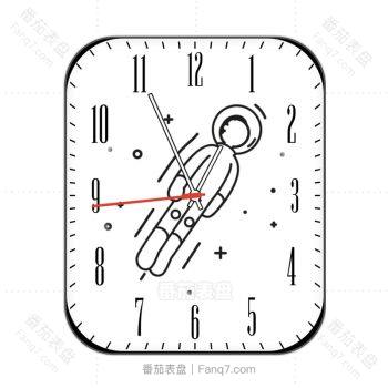 白色太空人旋转白色底艺术字小黑边刻度表盘.clock