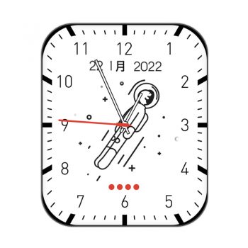 白色太空人旋转白色底艺术字小黑边刻度表盘.clock