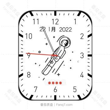 白色太空人旋转白色底艺术字小黑边刻度表盘.clock