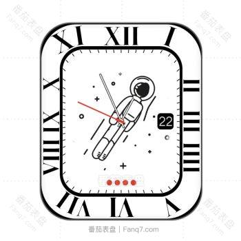 白色太空人旋转白色底周期刻度表盘.clock