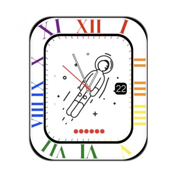 白色太空人旋转白色底多彩周期刻度表盘.clock
