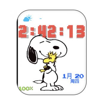 史努比白色底拥抱表盘.clock