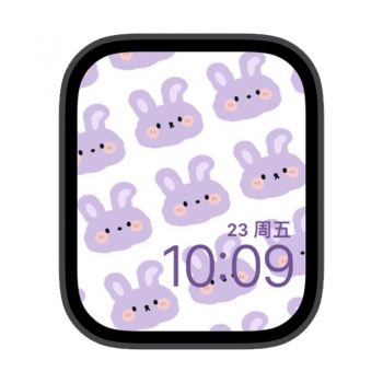 满屏紫色的小兔子苹果iwatch壁纸表盘.watchface