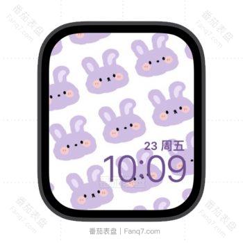 满屏紫色的小兔子苹果iwatch壁纸表盘.watchface