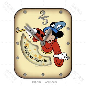 Mickey迪士尼米奇戴着魔法帽黄色表盘.clock