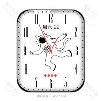 白色宇航员太空人猫蹦跳表盘.clock