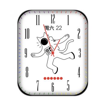 白色宇航员太空人猫蹦跳多彩刻度表盘.clock