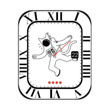 白色宇航员太空人猫蹦跳黑色周期 刻度表盘.clock