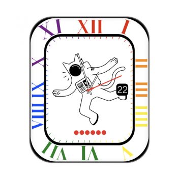 白色宇航员太空人猫蹦跳黑色周期 刻度表盘.clock