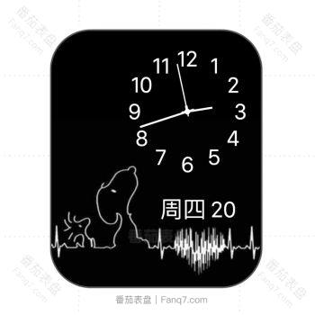 史努比snoopy黑色底心电图表盘.clock