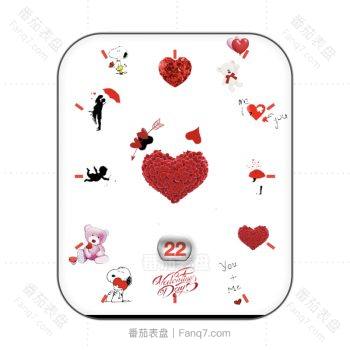 snoopy史努比抱着爱心浪漫刻度带日历表盘.clock