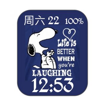 snoopy史努比哈哈大笑蓝色表盘.clock