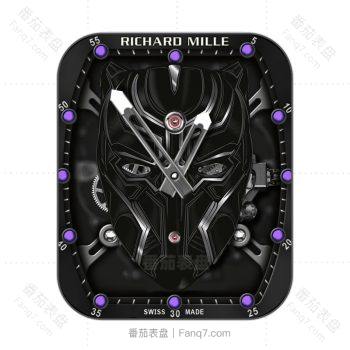 理查德米尔RICHARD MILLE骷髅RM52紫黑色飞行陀飞轮表盘.clock