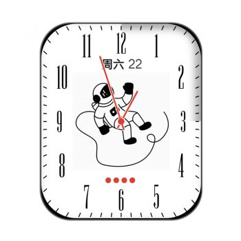 白色卡通太空人悬浮带日历表盘.clock