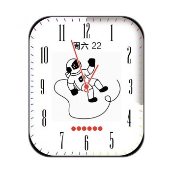 白色卡通太空人悬浮多彩刻度表盘.clock